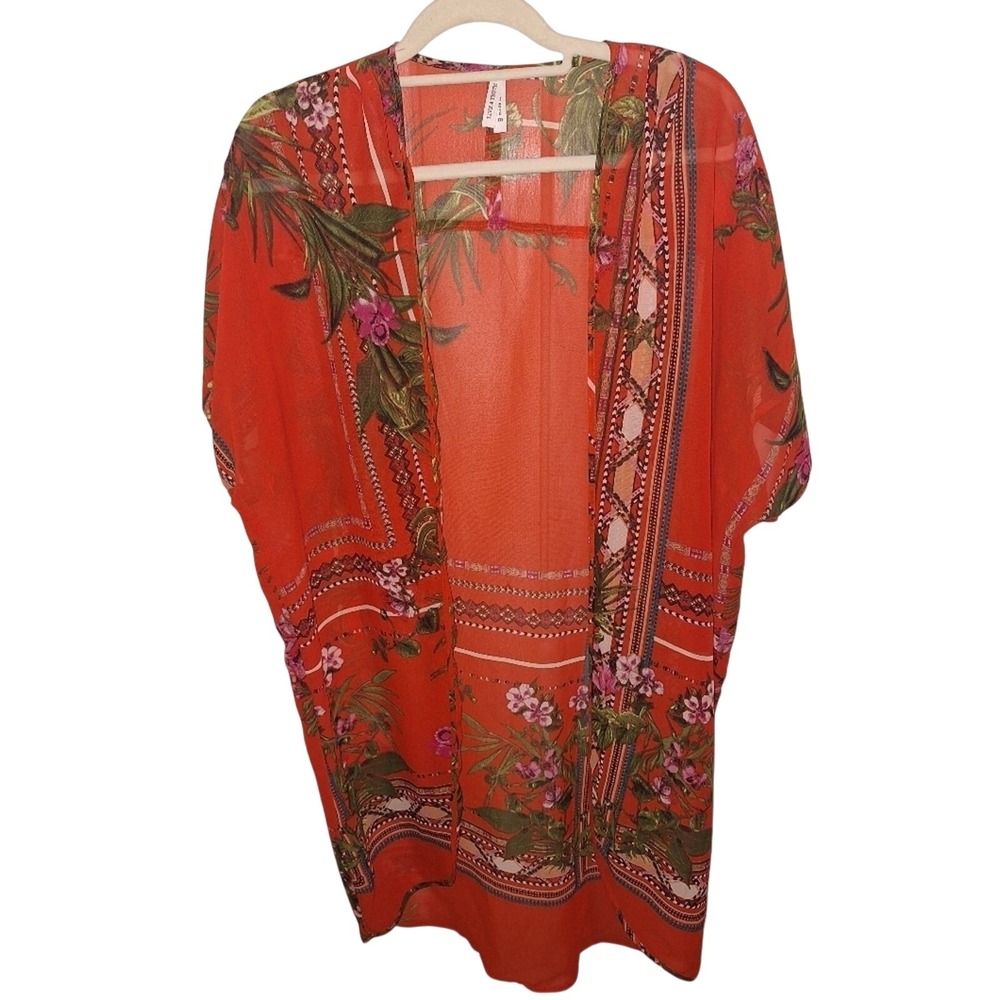 Live 4 Truth Kimono Red Tropical Medium‎ Cruise Swimcover Beach Night Festival